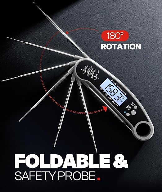 Meat Thermometer Digital, Food Thermometer for Cooking, Grey | Instant Read, for Grilling, BBQ, Air Fryer, Smoker, Candy, Kitchen Gadgets, BBQ Essentials, Gift for Dad, Men, Women
