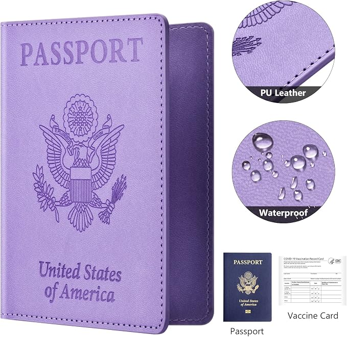 Eoehro Passport Holder for Travel Essentials-2Pack, Passport Wallet Cover Case for Travel Must Haves Accessories,Passport Book Holders for Women and Men