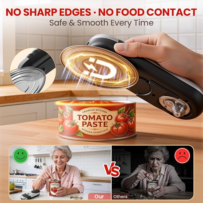 Can Opener Electric One Touch Automatic Electric Can Opener | One touch operation, built-in magnetic lid catcher. Food safe, friendly for arthritis hands, practical home kitchen tool