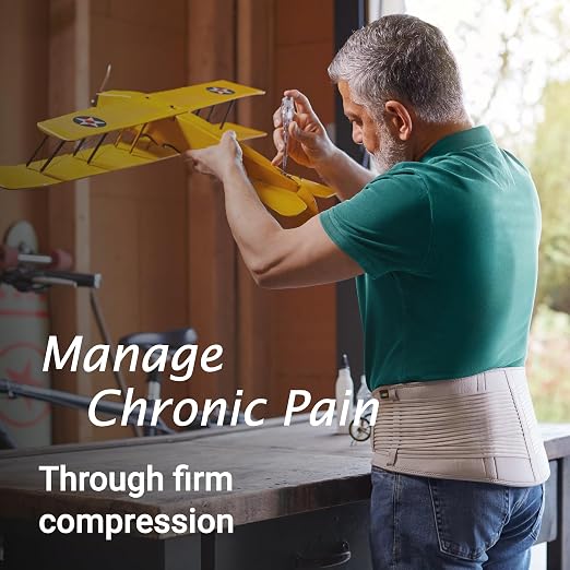 Actimove Everyday Supports Back Support High-Density Foam Panel Adjustable Double Layer Compression, Gray, Small/Medium