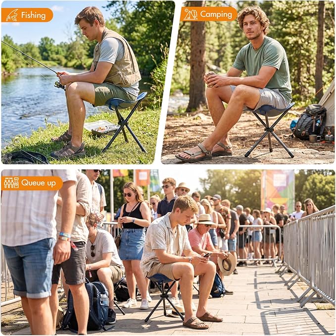 Portal 2 Pack Tall Folding Tripod Stool for Adults Supports 225 lbs