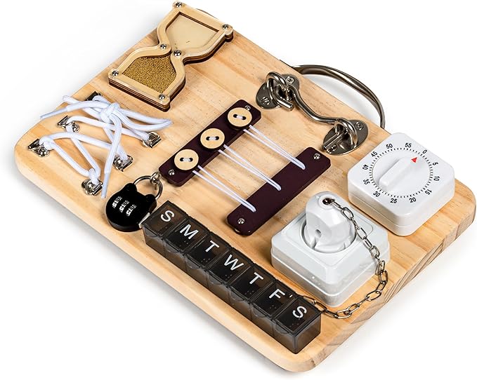 Assistex Wooden Fidget Busy Board for Dementia Patients – Memory Care Activities for Seniors, Fidget Board for Adults with Dementia, Elderly Sensory Toys for Anxiety Relief