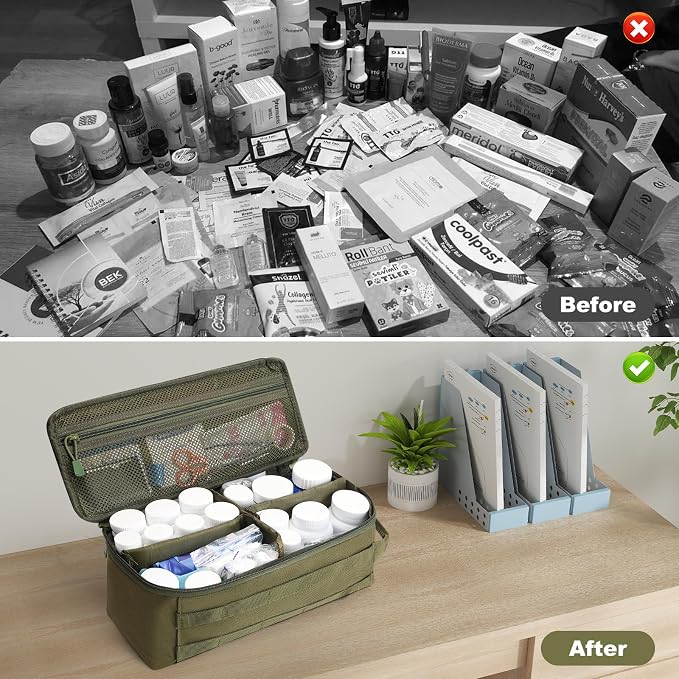 Travel Medicine Bag,Medication Pill Bottle Organizer Empty Case | Medicine Bag For Traveling,Hold Large Pill Bottles,Empty First Aid Bag