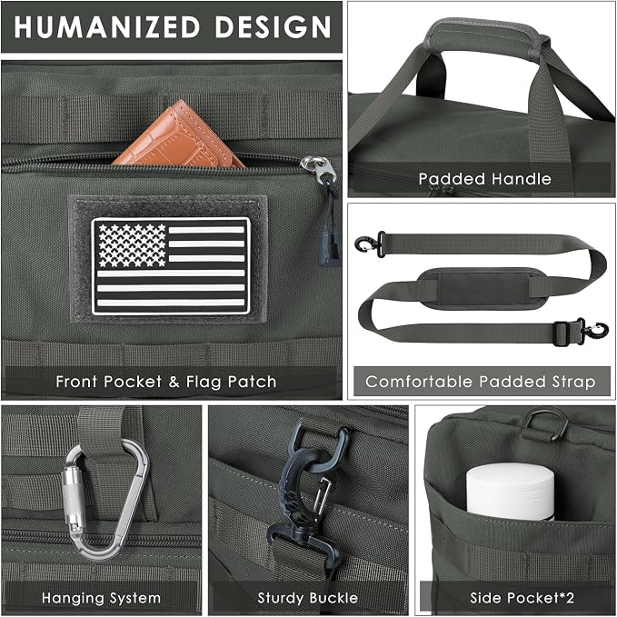 Gym Bag for Men Women, Carry on Luggage 22x14x9 Airline Approved Duffle Bag | Tactical Travel Bags with Toiletry Bag and Shoe Compartment, Weekender Overnight Duffel with Wet Pocket for Workout, Gray