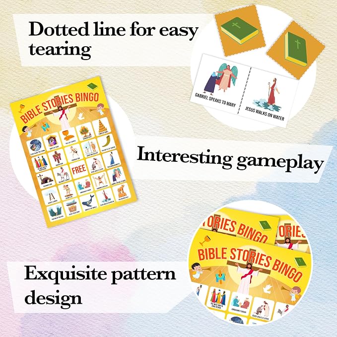 Bible Bingo Games, Bible Trivia Cards, Bible Activities, Jesus Religious Game Card, Family Open Day Supplies, Christian Games for Adults, Christmas Party Activities, 24 Bingo Sets, A010