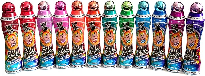 Sunsational Bingo Dauber / Dabber Set of 12 - 4 oz. - Mixed Colors