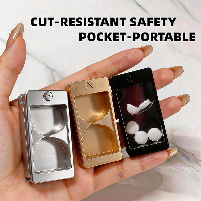 Professional Pill Cutter & Splitter - Precision Aluminum Tablet Slicer for Small, Large & Tiny Tablets | Cortador for Accurate Medicine & Vitamin Doses (Gold)