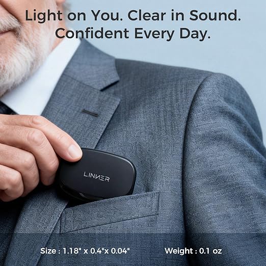 LINNER-Clarity Hearing Aids for Seniors, Rechargeable Hearing Amplifier with Noise Cancelling, OTC Hearing Aids Designed for Adults with Mild to Moderate Hearing Loss (Black)