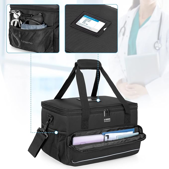 Trunab Large Insulated Medical Bag with Dividers, Easy-Clean Trauma Pouch | Empty Bag for Custom Setup, Ideal for Home/Travel/Camping, Wipe-clean Interior