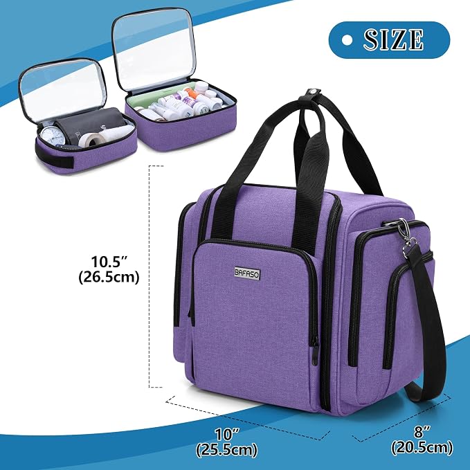 BAFASO Large Pill Bottle Organizer with 4 Inner Removable Pouches, Purple | Medicine Bag Come with Shoulder Strap, BAG ONLY.