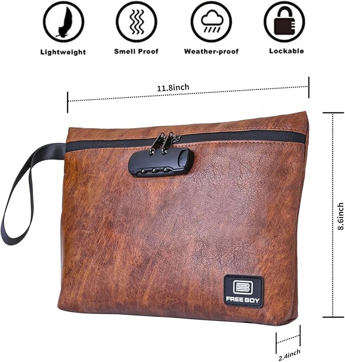Free Boy Smell Proof Bags 11.8"x8.6"Durable Odor Proof Stash Bag with Combination Lock,Smell Odor Case Container