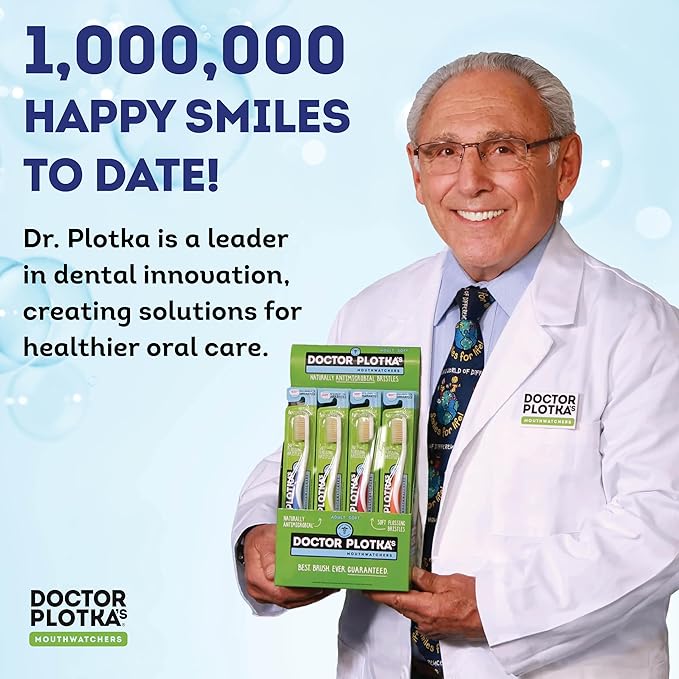 MOUTHWATCHERS Soft Flossing Toothbrushes, Value Family Pack, 4 Adult & 2 Kids, Ultra Clean Manual Toothbrush Set for Sensitive Teeth & Gums, by Dr. Plotka, Assorted Colors