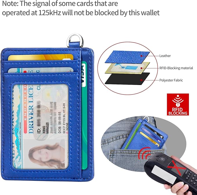 Slim Minimalist Front Pocket Wallet, RFID Blocking Credit Card Holder Wallet with Detachable D-Shackle for Men Women