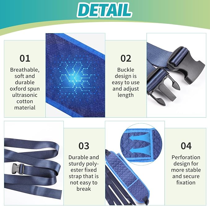 Restraints for Bed Restraint Strap for Headboard Adults, Adjustable Wheelchair Seatbelt, Anti-Fall Waist Belt, Elderly Fall Prevention Devices, Hospital Restraints Bed Straps to Secure Safety