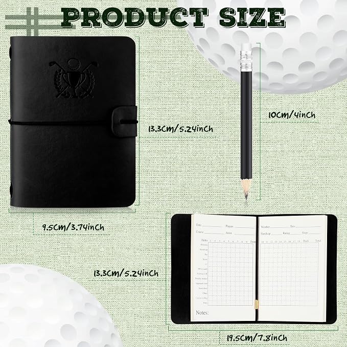 Yexiya Golf Scorecard Book with Pencil, Leather Golf Journal Scorecard Holder Accessories Notebook Log Pocket Score Cart Book Gift for Men Golfers, Sports and Outdoor Club Accessories