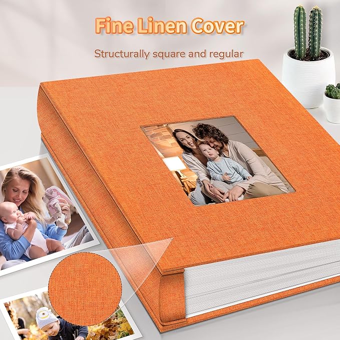 Artfeel Photo Album 4x6 with 1000 Pockets,Slip-in Picture Albums,Linen Cover Memory Book with Front Window,White Page Vertical Photo Book for Wedding,Family,Anniversare,Baby,Vacation