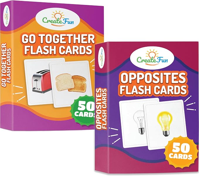 100 Go Together Opposites Flash Cards Set - Gifted Kids Learning | Matching Educational Photo Cards - Parents,Speech Therapy,Autism,ESL,Dementia care,Stroke recovery,Language,Cognitive Skills