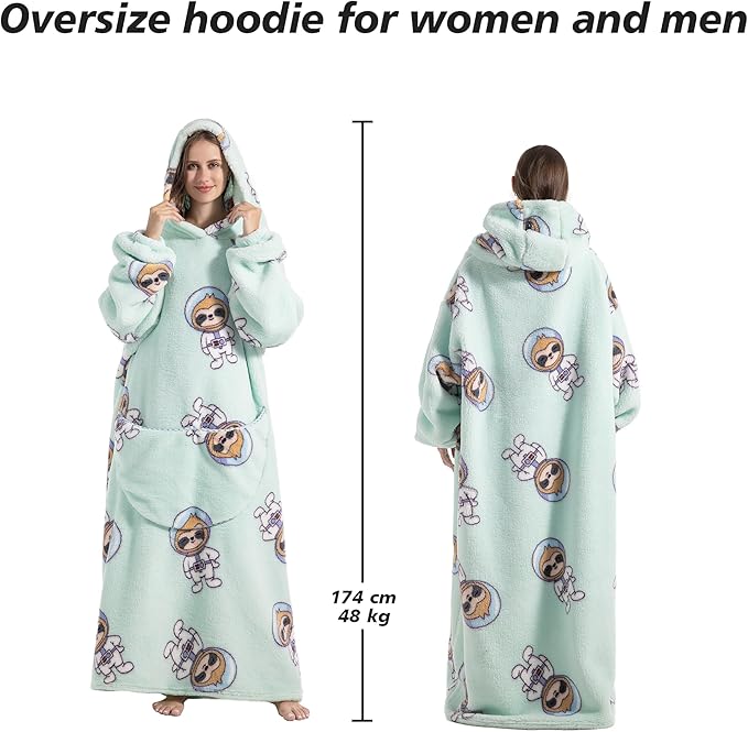 Blanket Hoodie, Long Hooded Blanket Sweatshirt as Birthday Gifts for Women Men, Long Wearable Blanket for Women Men.