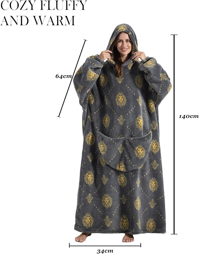 Blanket Hoodie, Long Hooded Blanket Sweatshirt as Birthday Gifts for Women Men, Long Wearable Blanket for Women Men.