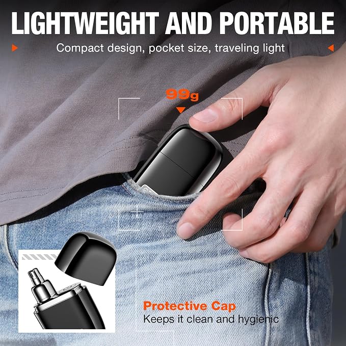 yoose Nose Hair Trimmer, Alloy Nose Trimmer for Men and Women, Black | IPX7 Waterproof, USB-C Rechargeable, Travle Size Nose Trimmers, Dual-Edge Blade, Painless Trimming, Long-Lasing, Low Noise