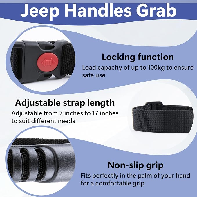 ecocstm Car Adjustable Grab Handles, Car Handle Strap Assist for Elderly | Car Door Handle, Safety Handle Portable Vehicle Support Grab Bar for Trucks, SUVs, Vans, Cars and ATVs (Black)