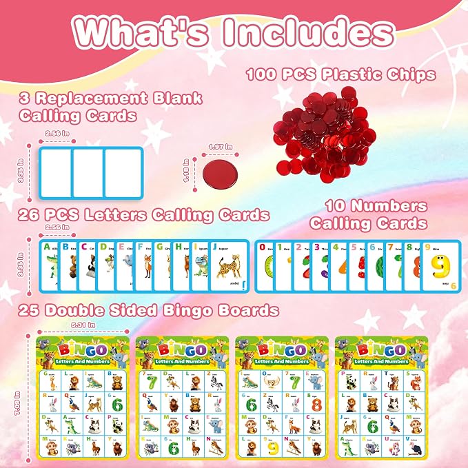 Alphabet and Number Bingo Game for Kids 3-6, ABC and 123 Bingo Board Game for Toddler 4-8, Alphabet Learning Toys for Kids, Preschool Learning Activities, Family Matching Games