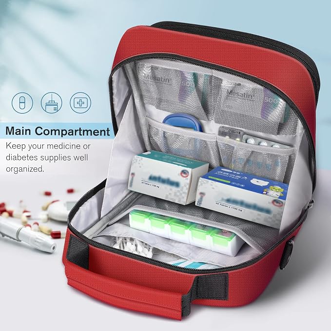 MEDMAX Insulin Cooler EpiPen Carrying Case Insulated with Shoulder Strap | Travel Medication Diabetes Supplies Organizer Bag for Asthma Inhaler, Auvi-Q, Allergy Medicine Essentials