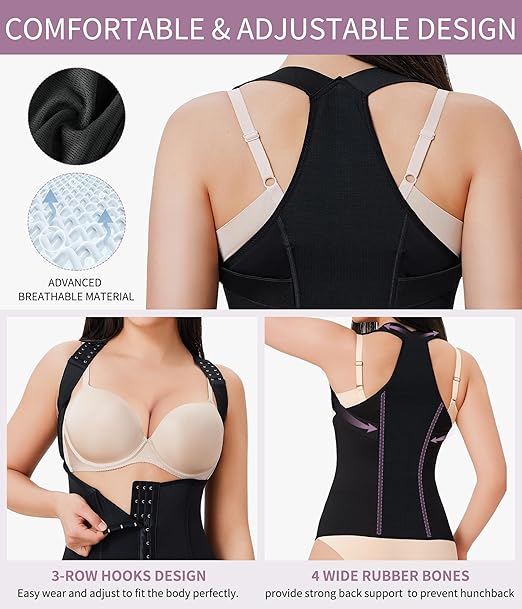 YERKOAD Back Brace for Women Breathable Back Straightener Posture Corrector | Full Back Support Posture Corrector Adjustable Waist Trainer Full Back Pain Relief Brace for Working, Exercising