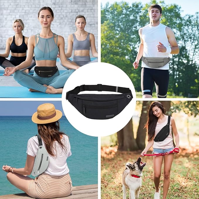 Large Crossbody Fanny Pack for Women Men Shoulder Sling Bag Fit All Phones | 4-Zipper Pockets,Key Chain,Hands-Free,Ideal for Sports Festival Workout Traveling Running Casual