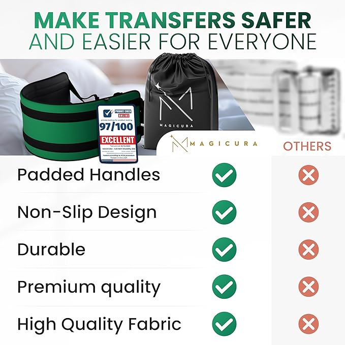 Transfer Sling 300lbs Lift Transfer Chair Elderly Gait Belts for Seniors Disabled Patient Transfer Lifting Strap Home Care Device Lift Sling Mobility Aid Belt Non Slip Bedridden Injured