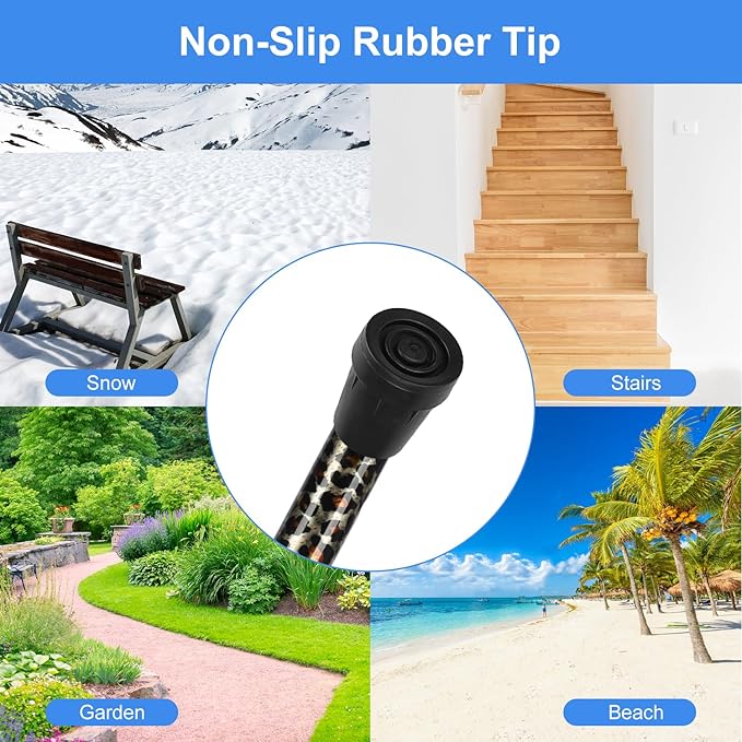 supregear Folding Cane, 5-Level Adjustable Height Walking Stick Lightweight Collapsible Portable Travel Cane with Wrist Strap and T Handle for Elderly Disabled Men Women