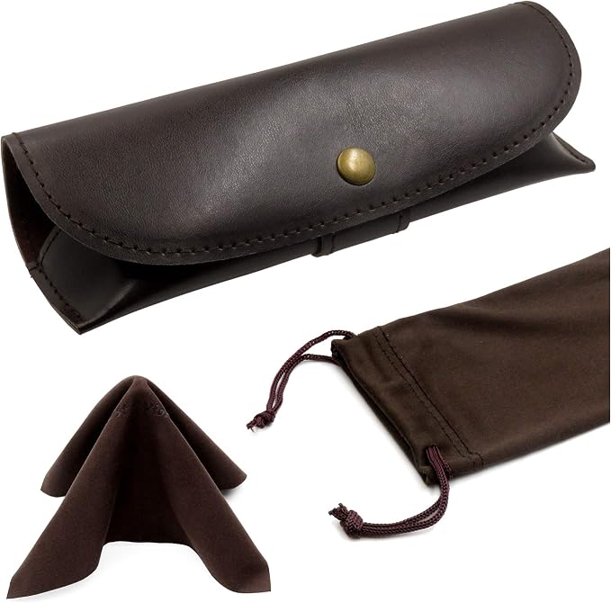 MyEyeglassCase Men Small Glasses case - Eyeglasses Hard Shell Holder Pouch & Cloth-Reading Slim & Narrow Case Heavy Duty