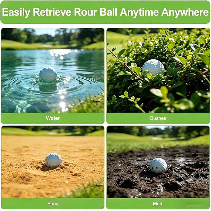 Golf Ball Retriever Telescopic, 9Ft Golf Ball Retriever for Water, Professiona Stainless Steel Ball Retriever Tool Golf, Light Weight Double Sided Golf Ball Grabber, Golf Accessories Gifts
