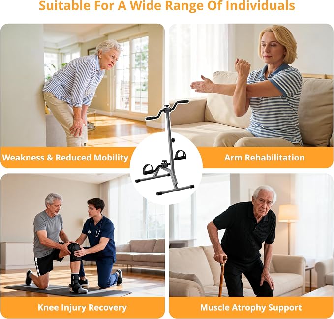 Adjustable Legs Arms Pedal Exerciser Bike for Seniors - Hand Arm Leg and Knee Therapy, Stroke Recovery, Portable Fitness Equipment for Total Body Workout Cardio Exercise - Great Gift for Elderly Rehab