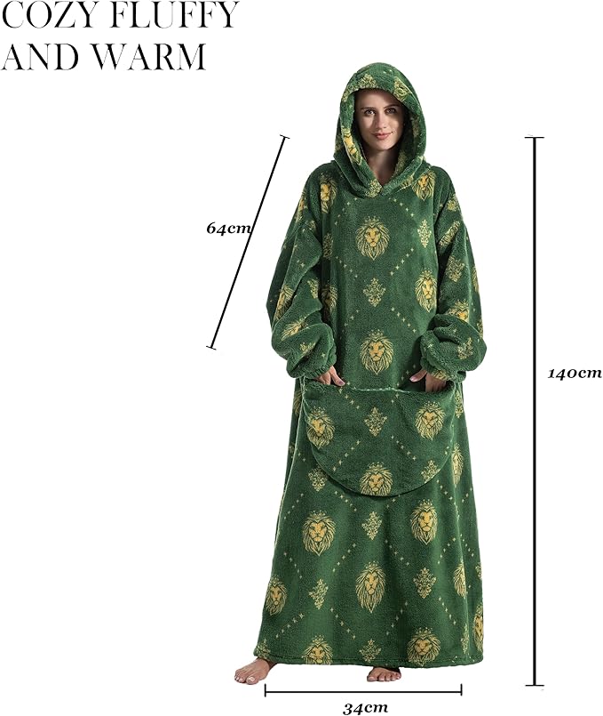 Blanket Hoodie, Long Hooded Blanket Sweatshirt as Birthday Gifts for Women Men, Long Wearable Blanket for Women Men.