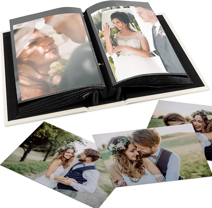 Beautiful Linen Photo Album For 4x6 Photos - Safely Holds Up To 100 Pictures of Unique Memories - The Perfect Large Photo Book To Store All Pictures of Treasured Family, Baby or Wedding Moments