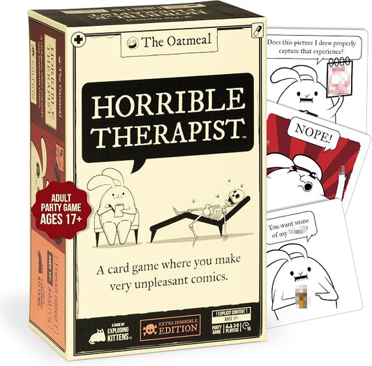 Horrible Therapist: Extra Horrible Edition by Exploding Kittens - A Card Game for 3-8 Players, Ages 17+ - Adult Party Game for Family Night | Build wildly inappropriate therapy comics with friends and family in this viral adult-only party game from The...