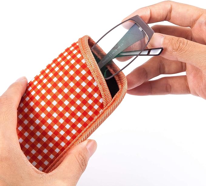 TRIUMPH VISION 3 Pack Reading Glasses Pouch Soft Case Eyeglass Sleeve Slim | Alternative to Bulky Case in bag, Lightweight Lined Padded Protect Optical lens Slip in, Cute Pattern Portable for Daily Use