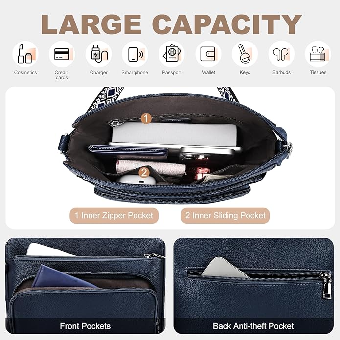 Anti-Theft Crossbody Purse for Women Travel Shoulder Bag