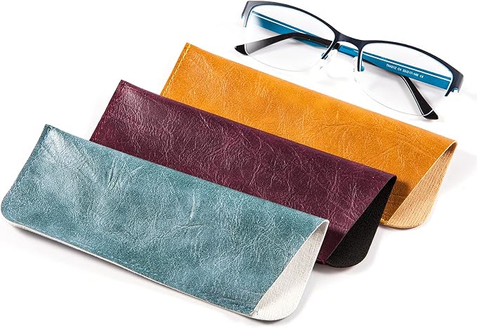 TRIUMPH VISION 3 Pack Reading Glasses Pouch Soft Case Eyeglass Sleeve Slim | Alternative to Bulky Case in bag, Lightweight Lined Padded Protect Optical lens Slip in, Cute Pattern Portable for Daily Use