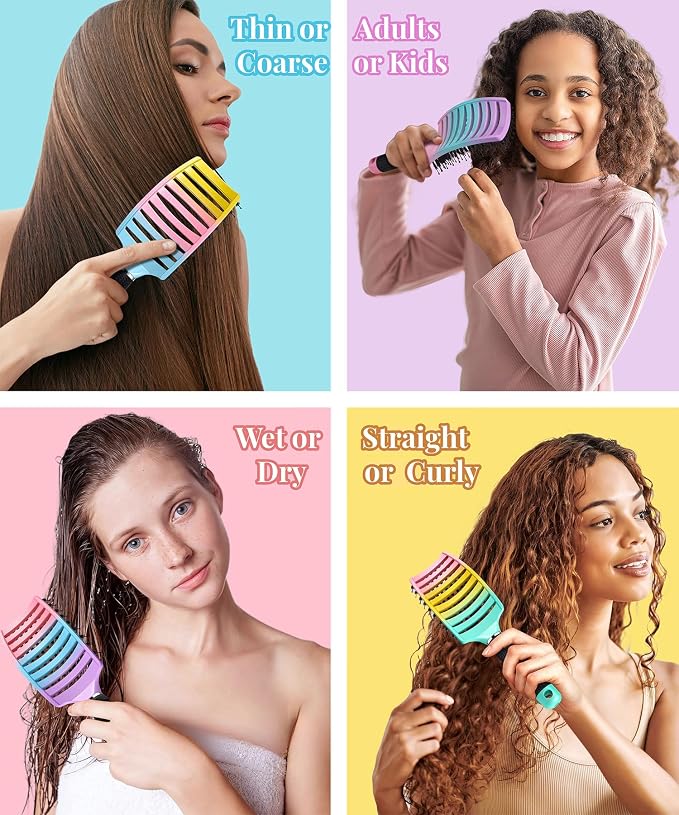 Detangling Brush for Women & Kids, Wet & Dry Hair, All Hair Types | Less pulling & breakage, Boar bristles tame frizz & add shine, Vents for faster blow-drying, Lightweight 4 oz, Non-slip grip