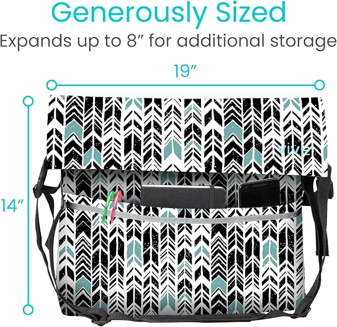 Vive XL Wheelchair Accessories Bag - Waterproof, Scratch-Resistant, Double-Stitched, Machine Washable for Adults, Seniors, 15 Colors - Storage Walker Backpack to Hang on Back