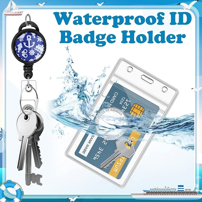 HONSIO 4 Pack Cruise Lanyard for Ship Cards, Cruise Essentials 2026 | Retractable Badge Reels & Waterproof ID Badge Holders, Cruise Must Have for Carnival, Royal Caribbean, NCL