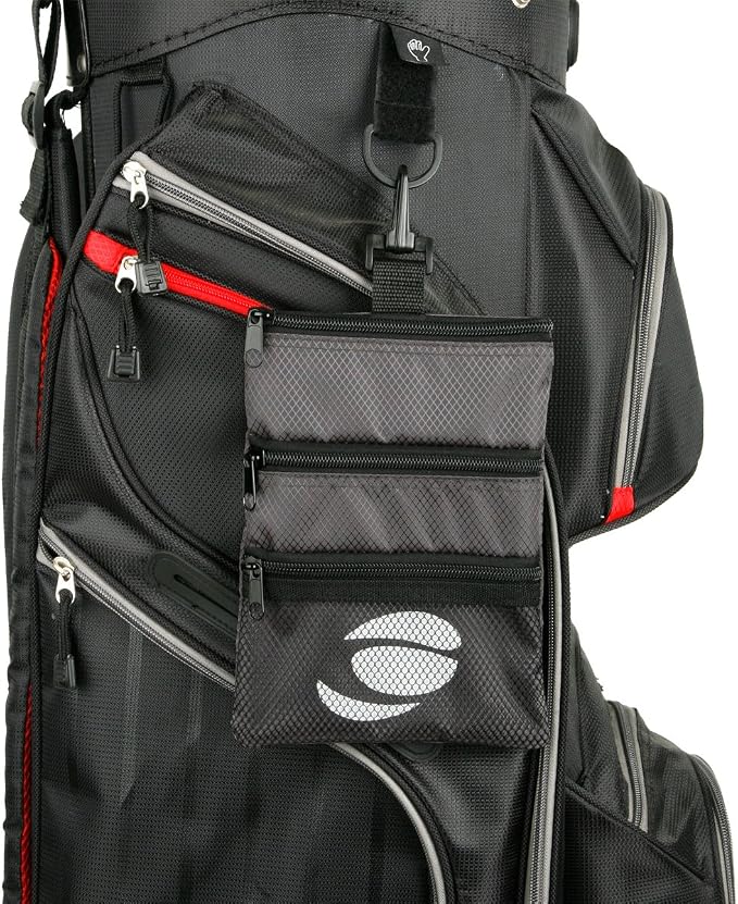 Orlimar Detachable Golf Accessory Pouch, 3 Zippered Pockets for Valuables and Golf Accessories, Clips to Your Golf Bag for Extra Storage and Easy Access.