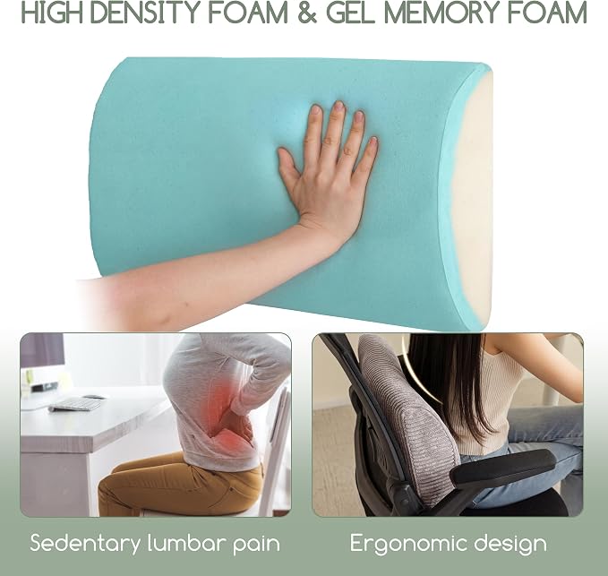 Lumbar Support Pillow for Recliner Chair/Accent Chair/Couch, Extra Large Memory Foam Back Support Cushion for Elderly, Recliner Cushions for Back Rest, Pain Relief, Reading, Washable Cover, Grey