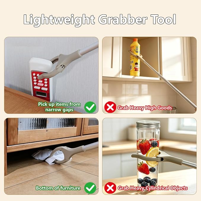 34" Folding Reacher Grabber Tool with Shoe Horn, 2-in-1 Trash Picker Upper Grabber, 360° Rotating Jaw Long Handy Trash Claw, Lightweight Pick Up Stick for Elderly, Litter, Garden (Gray, 2-Pack)