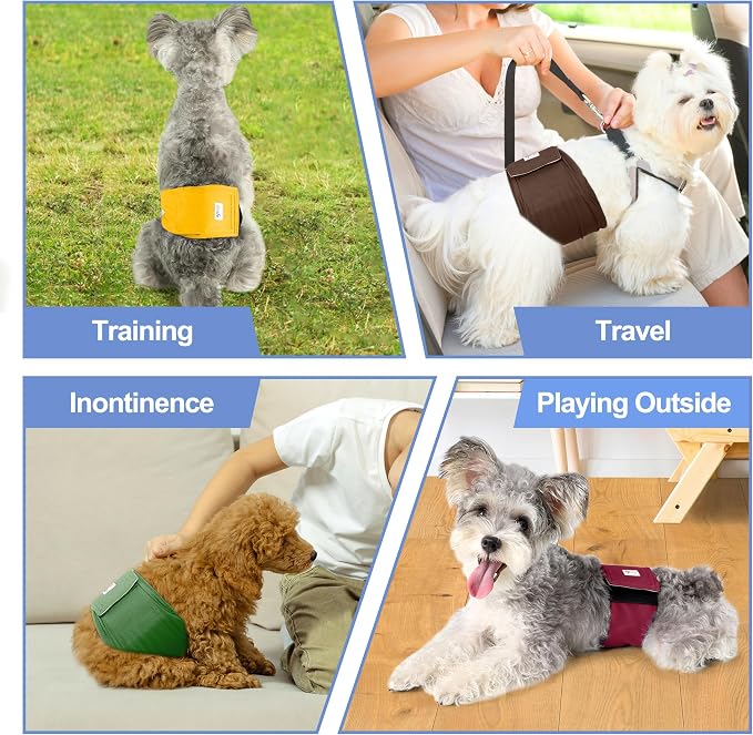 5 Pack Dog Diapers Male Reusable, Premium Belly Bands for Dogs, High Absorbing Male Dog Pee Wraps for Doggie in Incontinence or Excitable Urination Red L