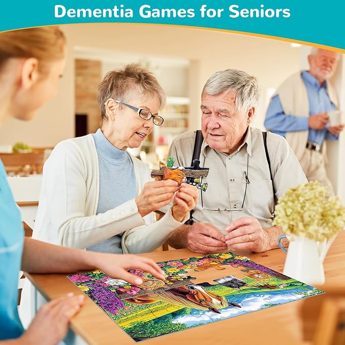 6 Packs 24 Large Piece Puzzle for Seniors,Dementia Alzheimer's Products Activities for Elderly Adults,Easy Puzzle Alzheimer’s Memory Cognitive Game Gift for Patient in Nursing Home with 6 Storage Bags