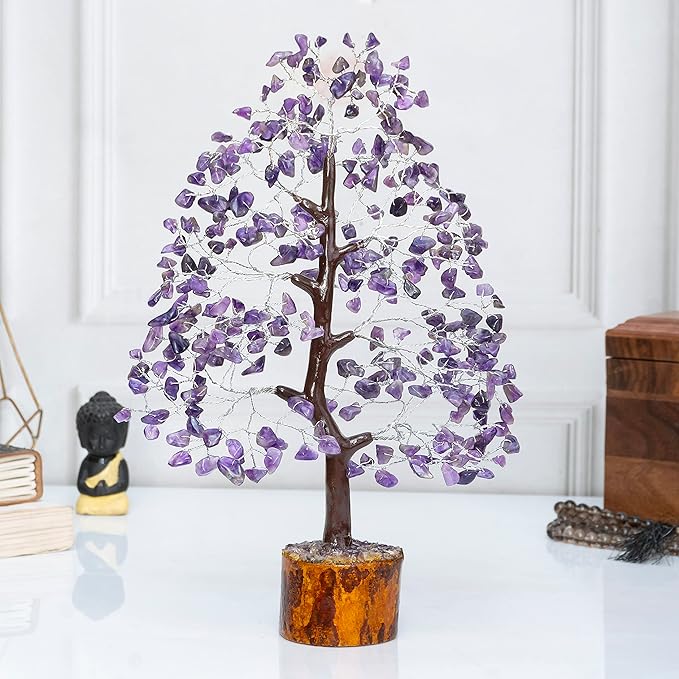 Amethyst Crystal Tree of Life Handmade Gemstone Tree, Chakra Tree of Life, Healing Crystal Tree, Feng Shui Tree Decor, Crystal Decorations, Money Tree Bonsai, Artificial Tree, Spiritual Wisdom Gift