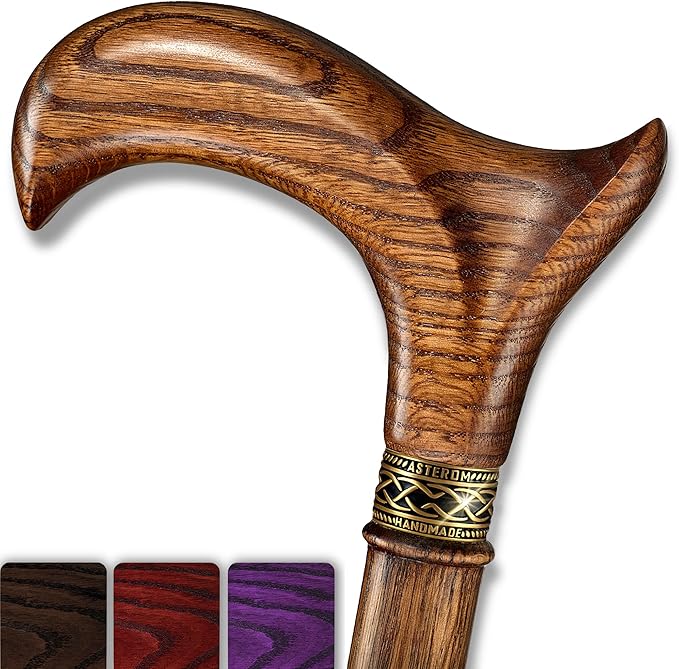 Asterom Walking Cane - Handmade, Ergonomic, Wooden - Canes for Men & Women - Walking Sticks for Seniors, Unique, Wood
